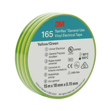 Aarde tape geel/groen. 15 mm x 25 m rol - Solar-evshop.nl