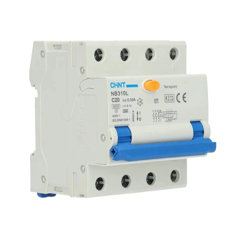 Chint aardlekautomaat 3 Fase+nul  - C20 - 0,03mA - Solar-evshop.nl