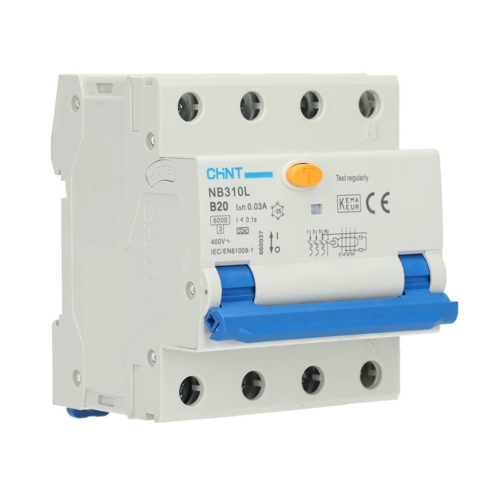 Chint Aardlekautomaat 3-fase + nul – B20 – 0,03A (30mA) – 400V - Solar-evshop.nl