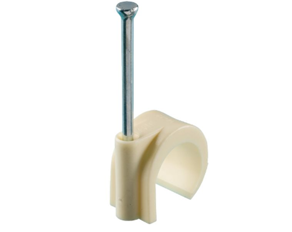 Spijkerclips 19mm beige -  per 100s tuks - Solar-evshop.nl
