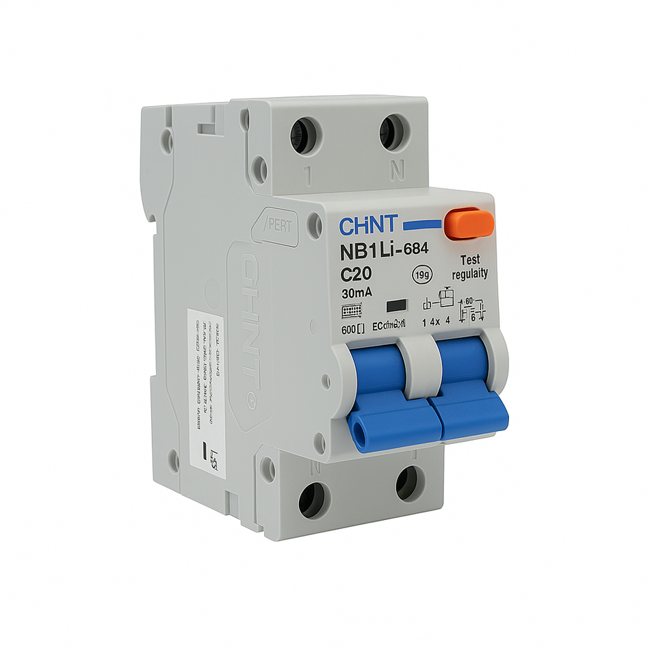 Chint RCBO C20 30mA – 1-Phase + Neutral