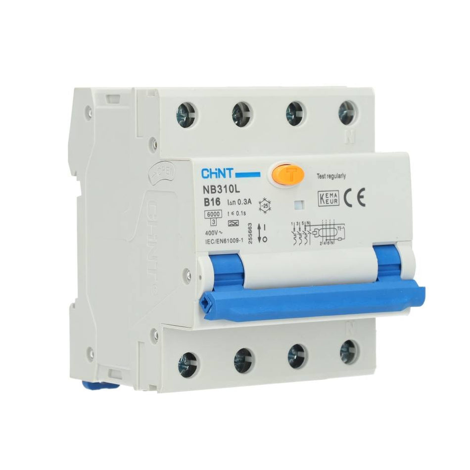 Chint aardlekautomaat 3 Fase+nul - B16 - 0,3mA - Solar-evshop.nl