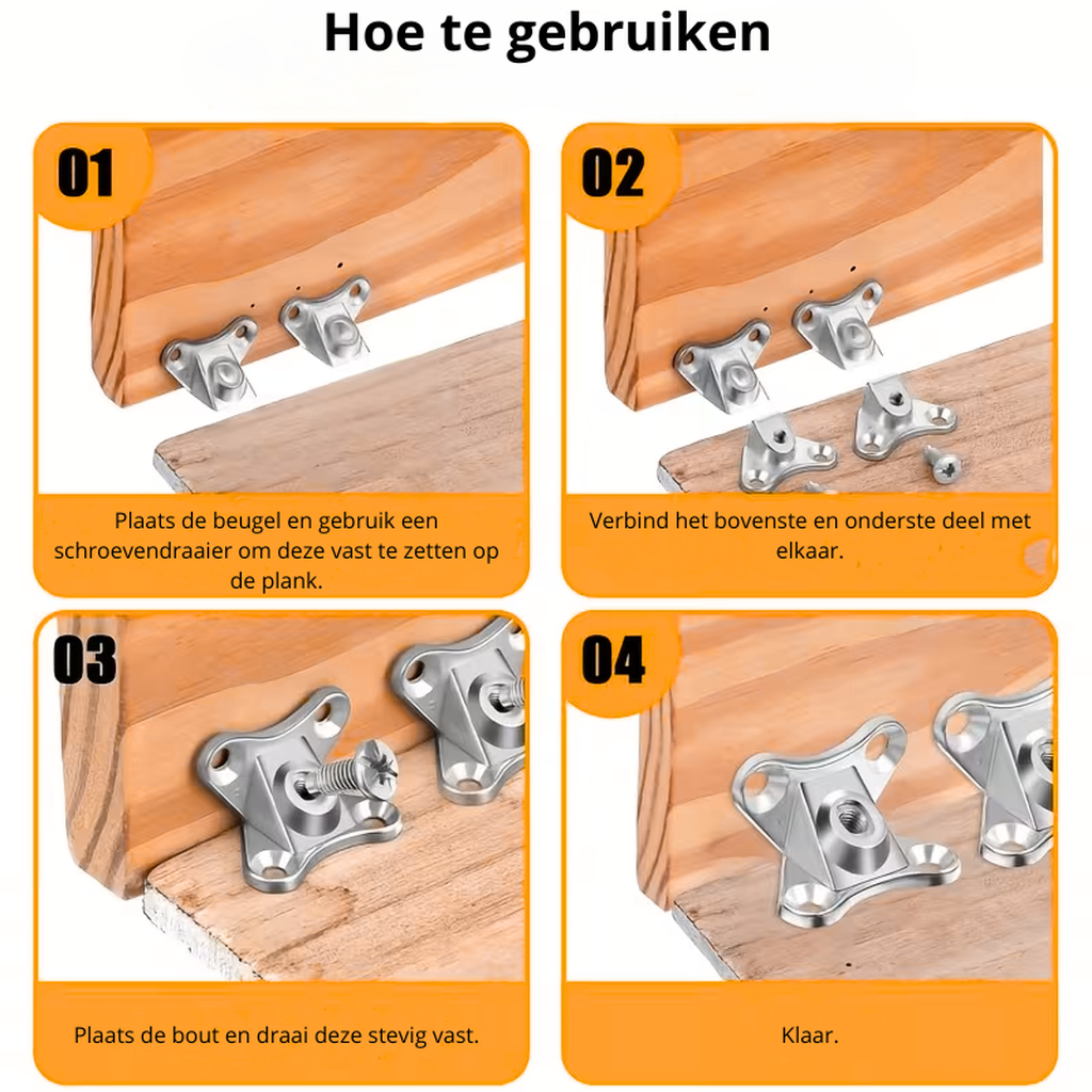 Vlinder Hoekbeugel Set met Schroeven - per 8 stuks - Solar-evshop.nl