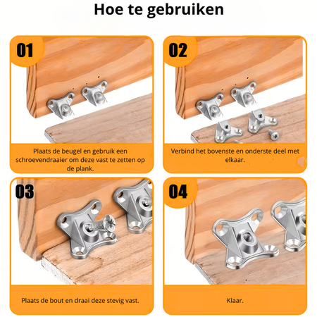 Vlinder Hoekbeugel Set met Schroeven - per 8 stuks - Solar-evshop.nl