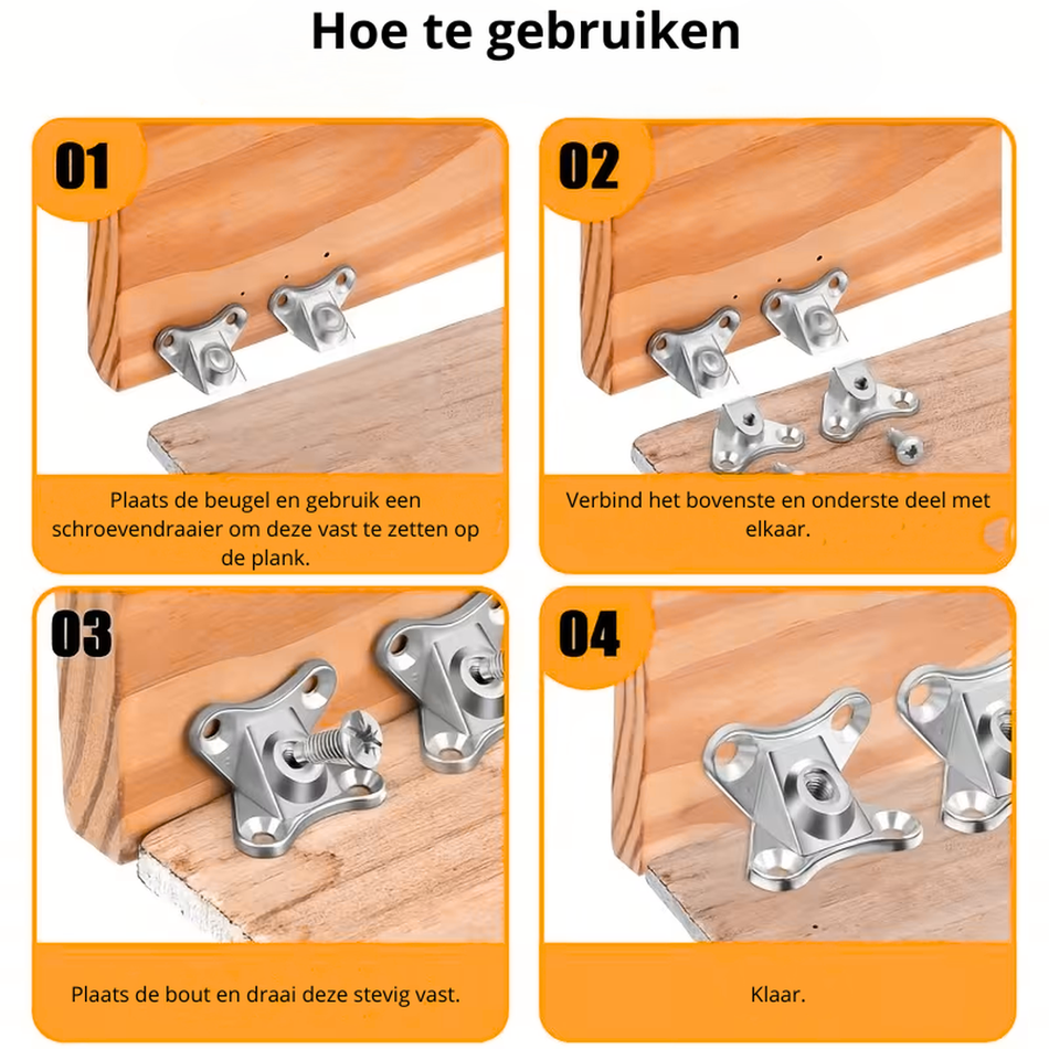 Vlinder Hoekbeugel Set met Schroeven - per 8 stuks - Solar-evshop.nl
