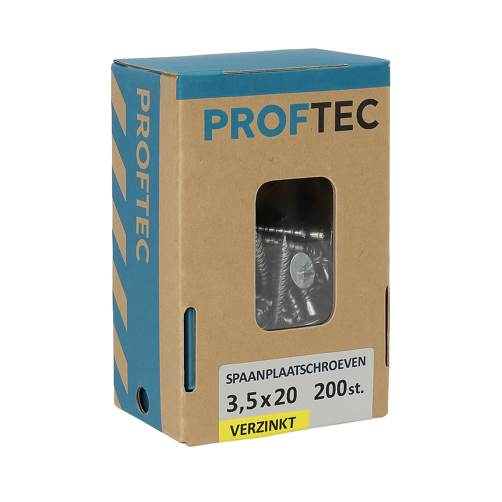 Proftec Spaanplaatschroeven PZ 3,5×20 mm Verzinkt – per 200 stuks
