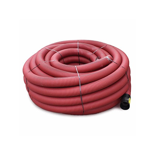 Rode mantelbuis met trekdraad en koppelstuk 40mm - 50 meter - Solar-evshop.nl